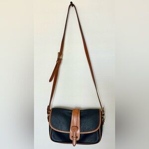 Vintage Dooney & Bourke Equestrian Navy & Cognac Shoulder Crossbody Bag